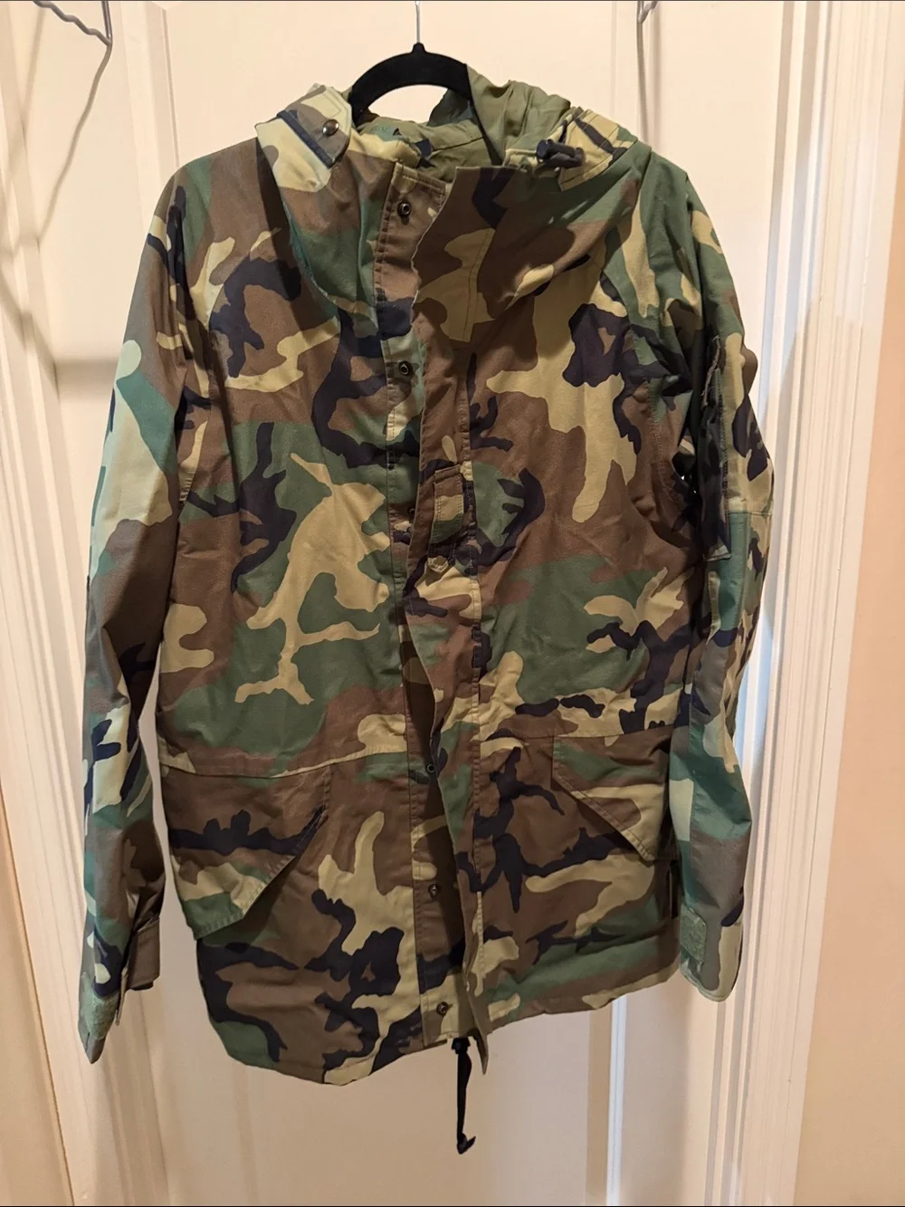 Classic Woodland Camo Military Field Jacket with Hood